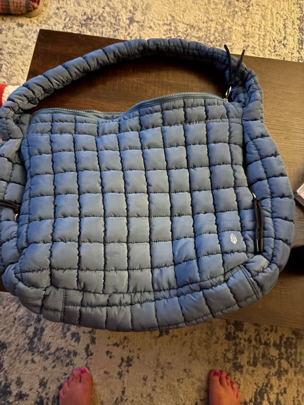 Free People Quilted Puffer Shoulder Bag - Slate Blue